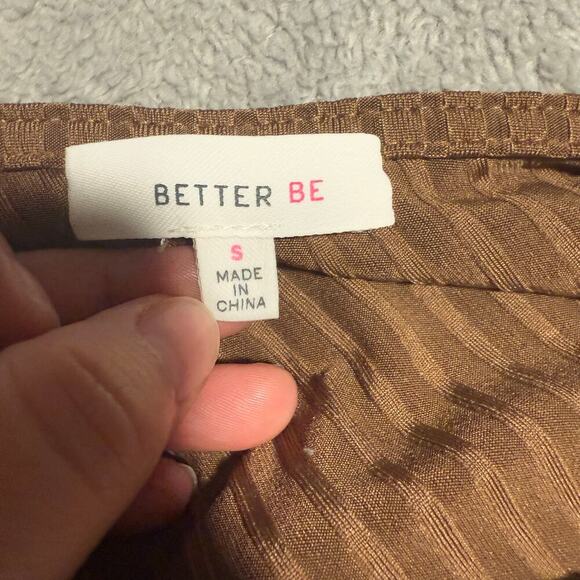 Better Be Woman’s One Shoulder Form Ribbed Fitted Crop Top, Brown, Small - Picture 3 of 4